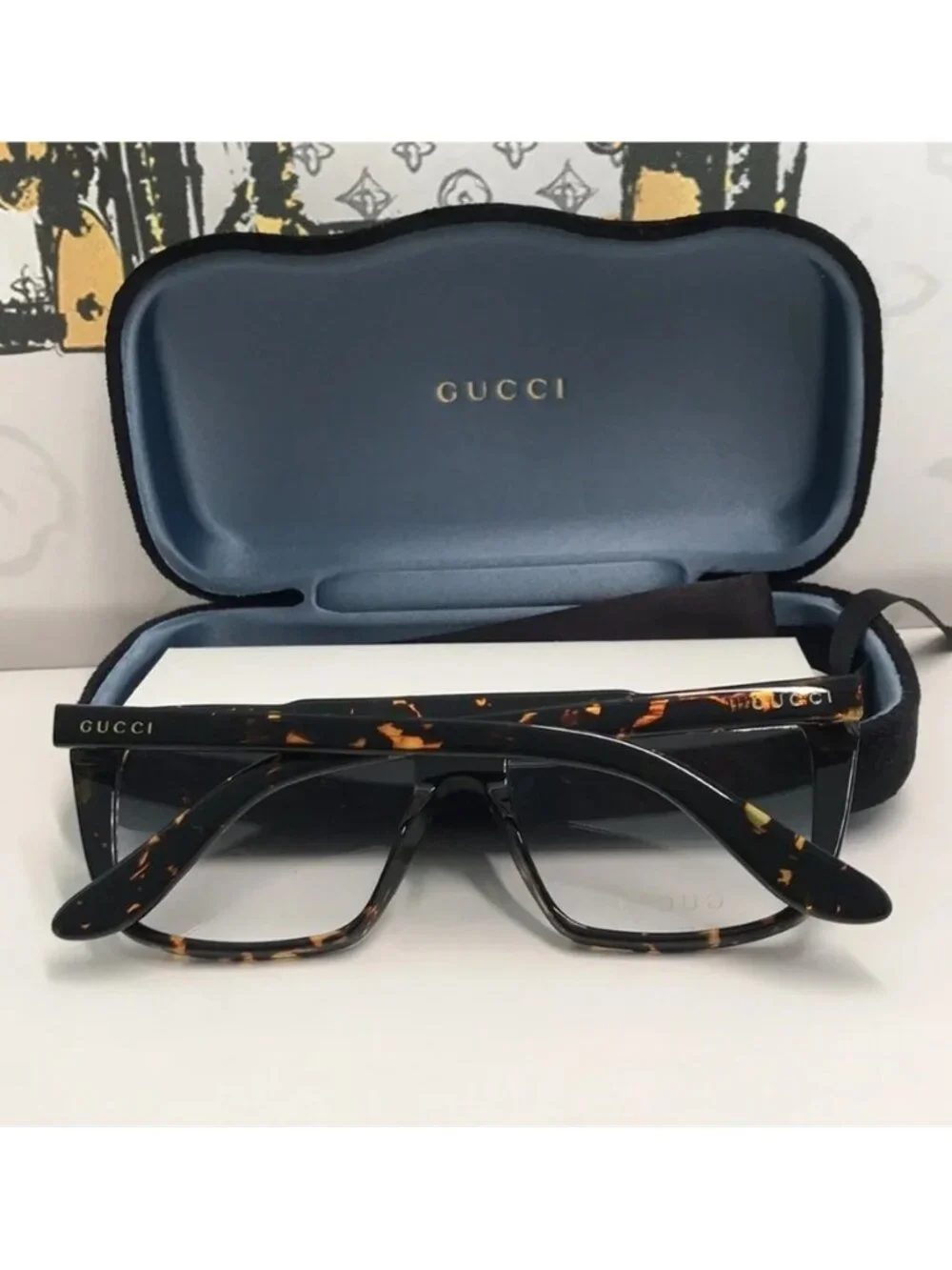 New Authentic Gucci Tortoiseshell Square Glasses GG1040o 002